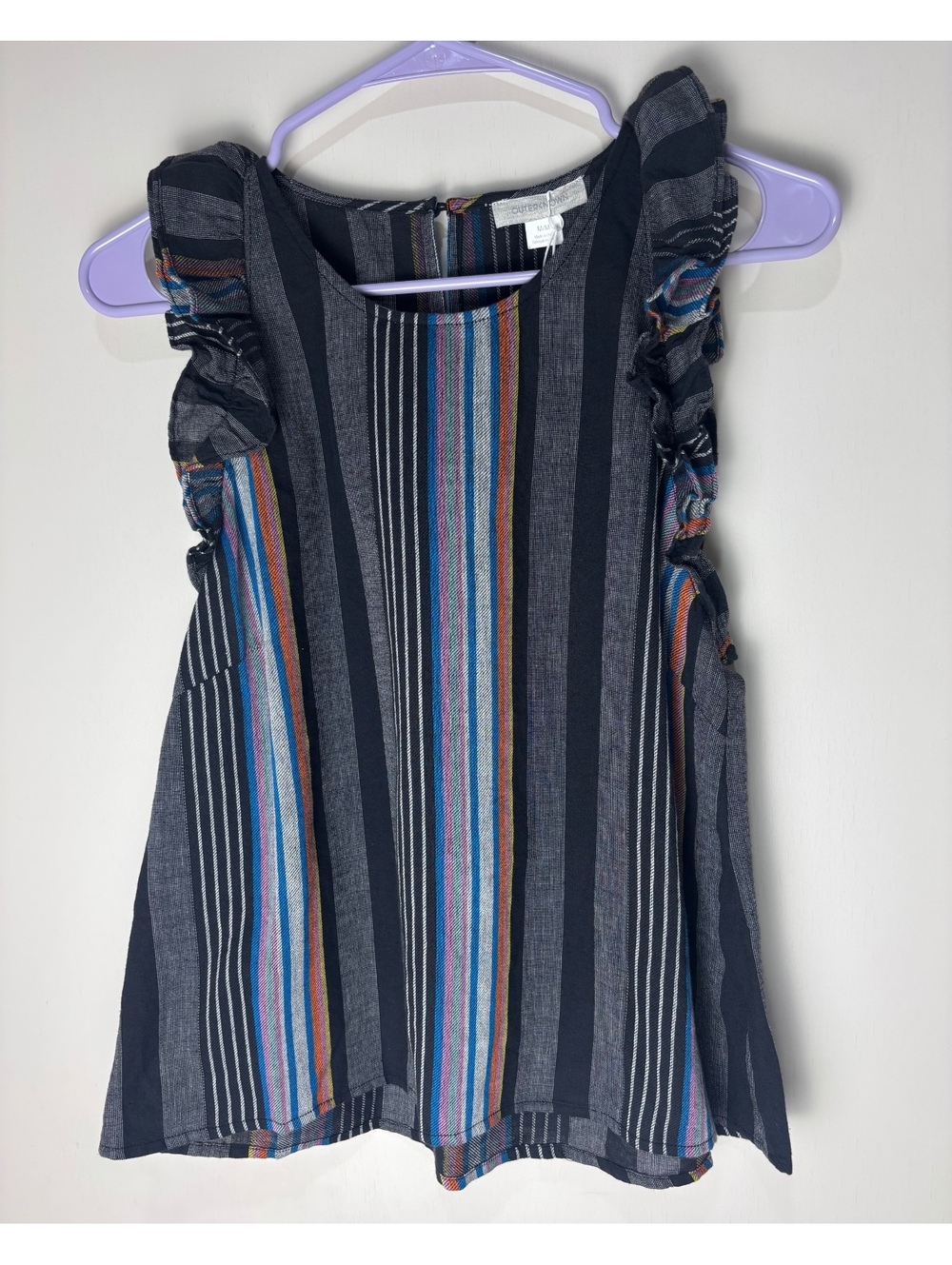 Outerknown Piece & Co Women M Organic Cotton Striped Ruffle Boho Tank Top